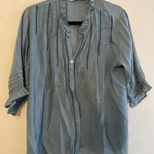 Sundance Slate Blue Ruffled Blouse